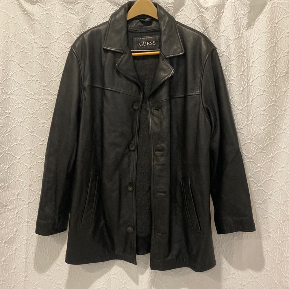 Guess Men’s Leather Jacket Size Medium